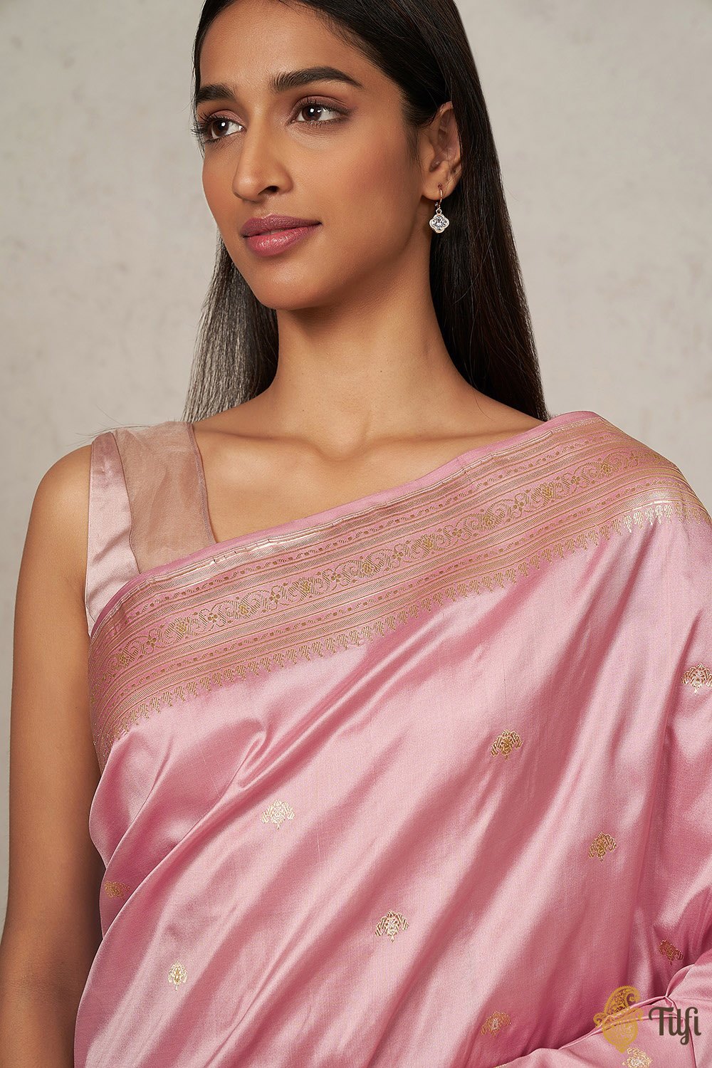 Soft Pink Pure Katan Silk Banarasi Handloom Saree