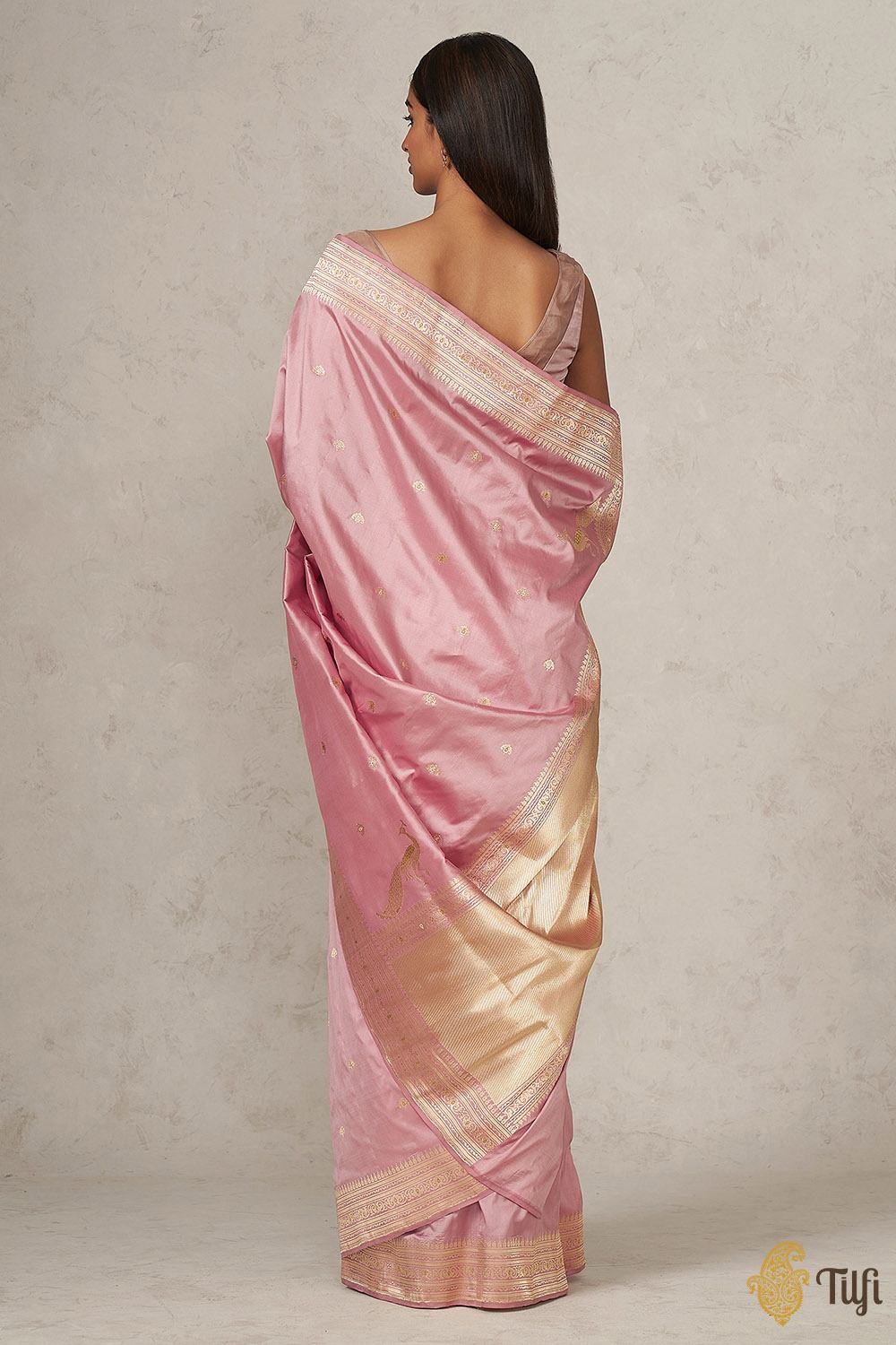 Soft Pink Pure Katan Silk Banarasi Handloom Saree