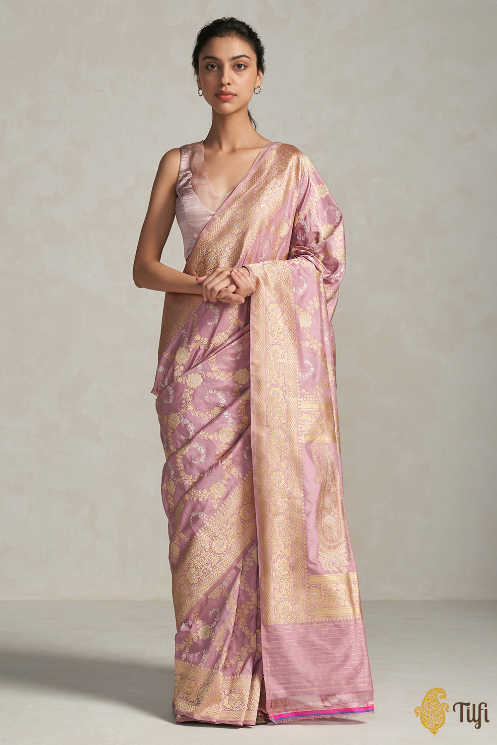 Pure Handwoven Banarasi Sarees Tagged "pink" - Tilfi