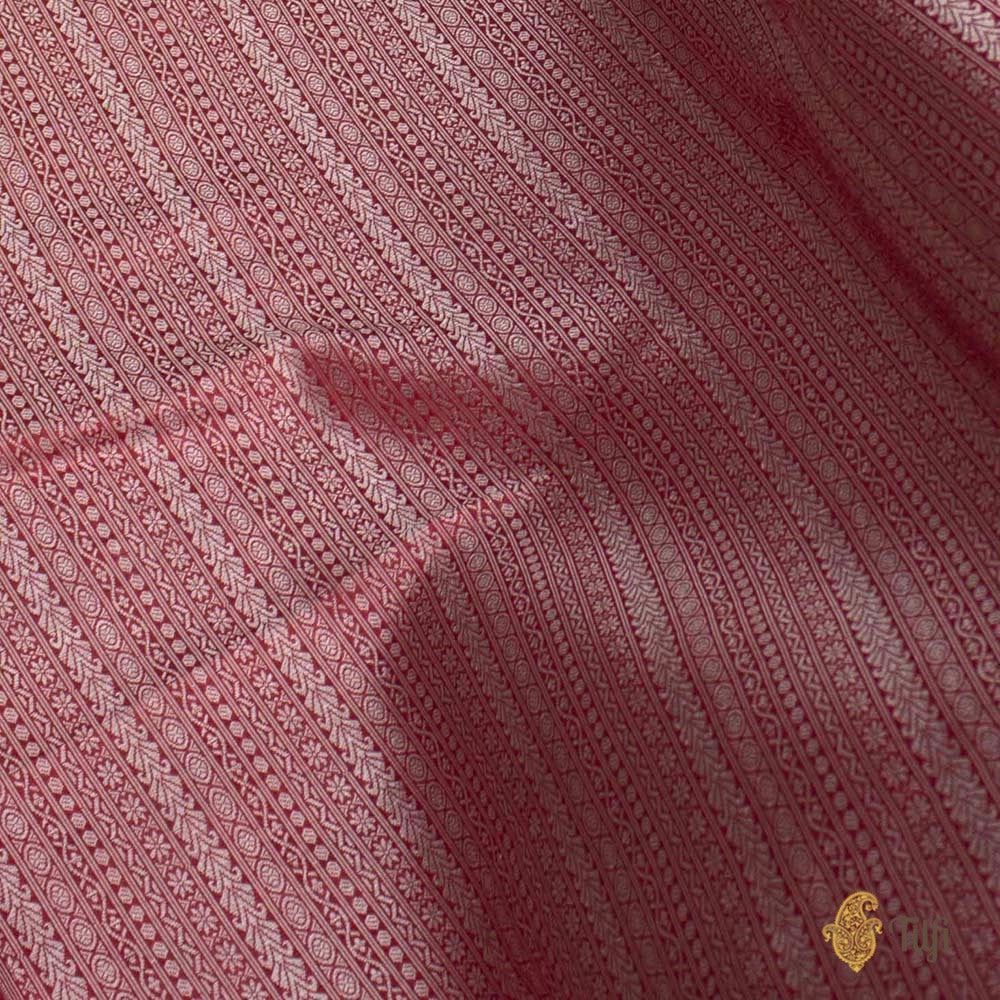 Red Pure Katan Silk Banarasi Handloom Fabric