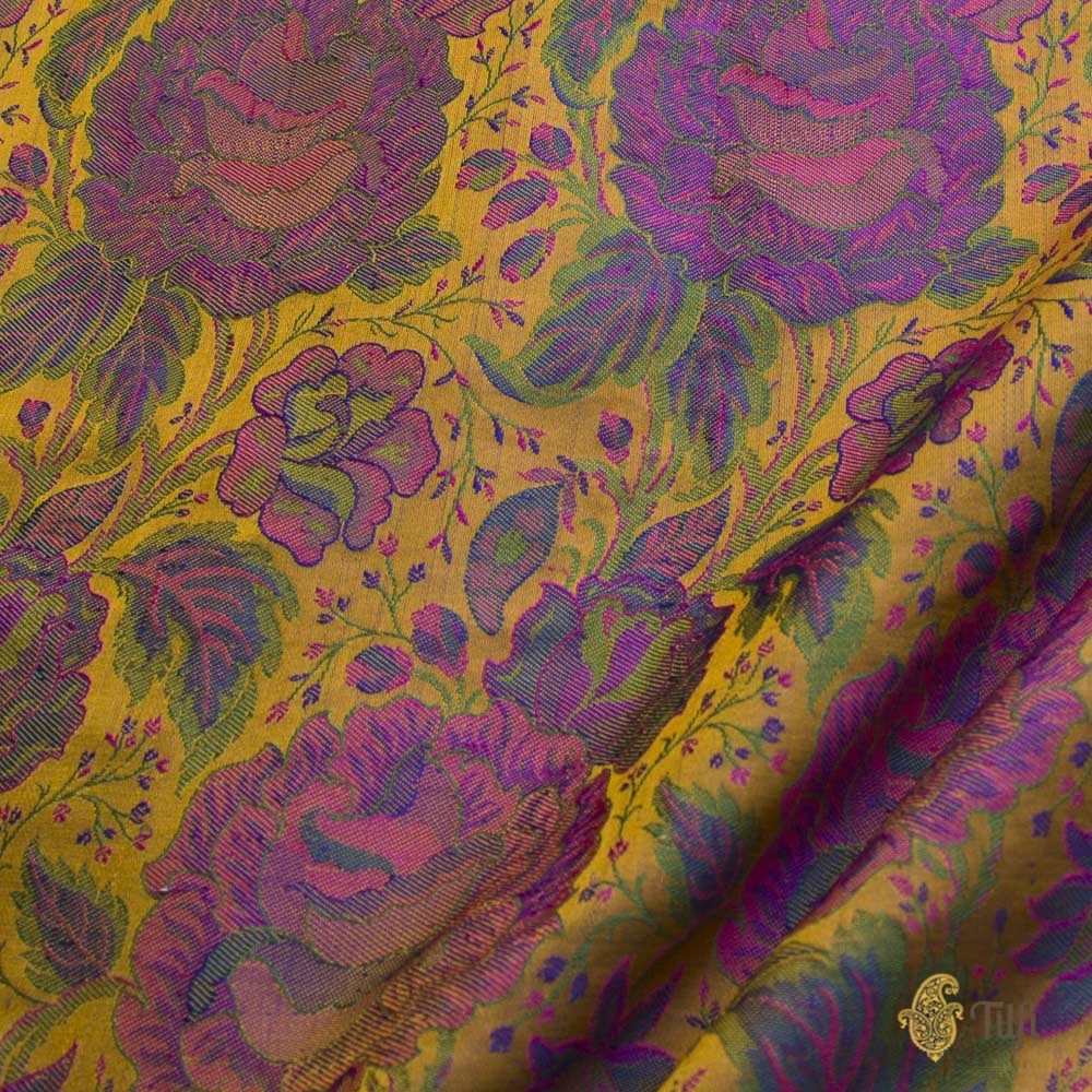 Multicolour Pure Soft Satin Silk Banarasi Handloom Fabric