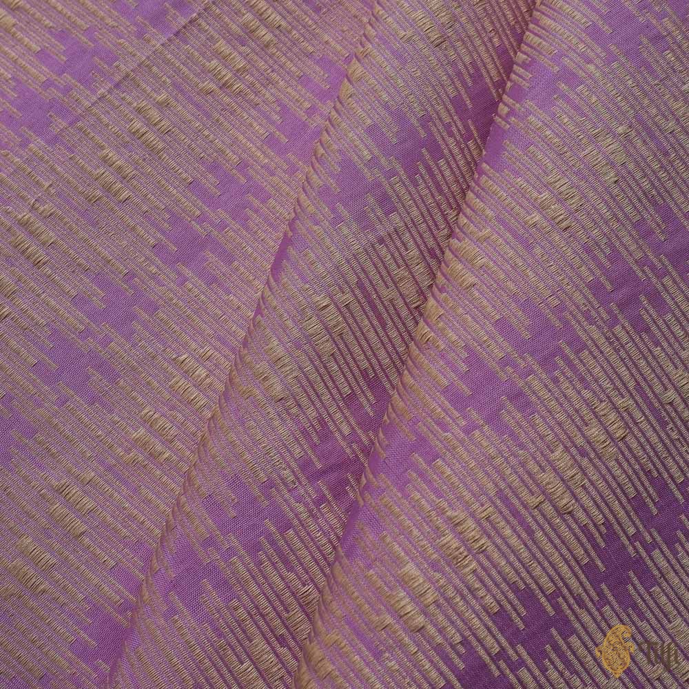 Lilac Pure Katan Silk Banarasi Handloom Fabric