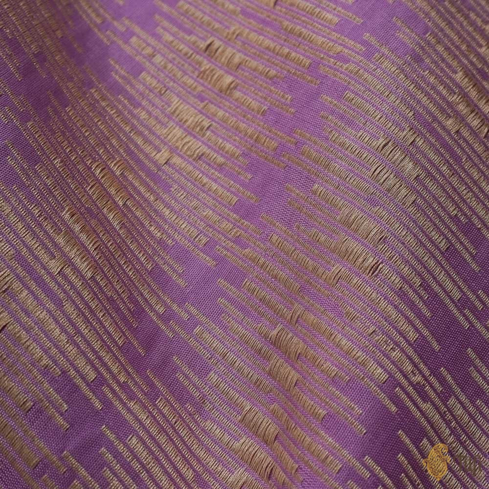 Lilac Pure Katan Silk Banarasi Handloom Fabric