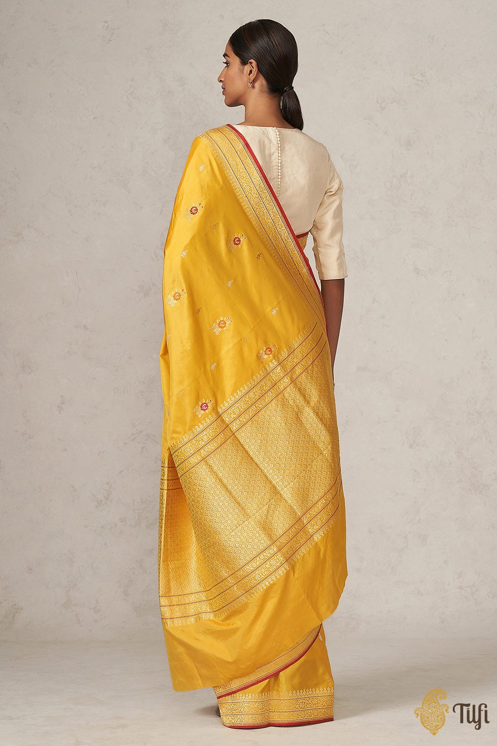 Mustard Pure Katan Silk Banarasi Handloom Saree