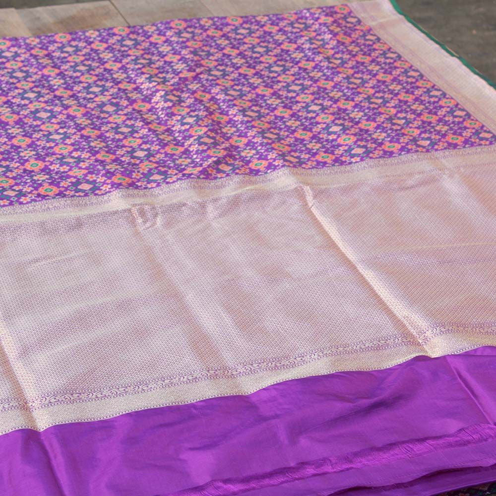 Purple Pure Katan Silk Banarasi Patola Handloom Saree - Tilfi