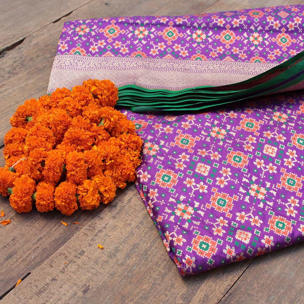 Purple Pure Katan Silk Banarasi Patola Handloom Saree - Tilfi